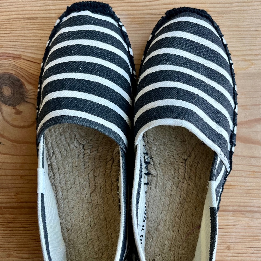 Soludos Black and White Striped Espadrilles
